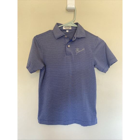 Peter Millar Summer Comfort Blue Striped Southern Hills Golf Polo Shirt Youth S - Picture 1 of 9